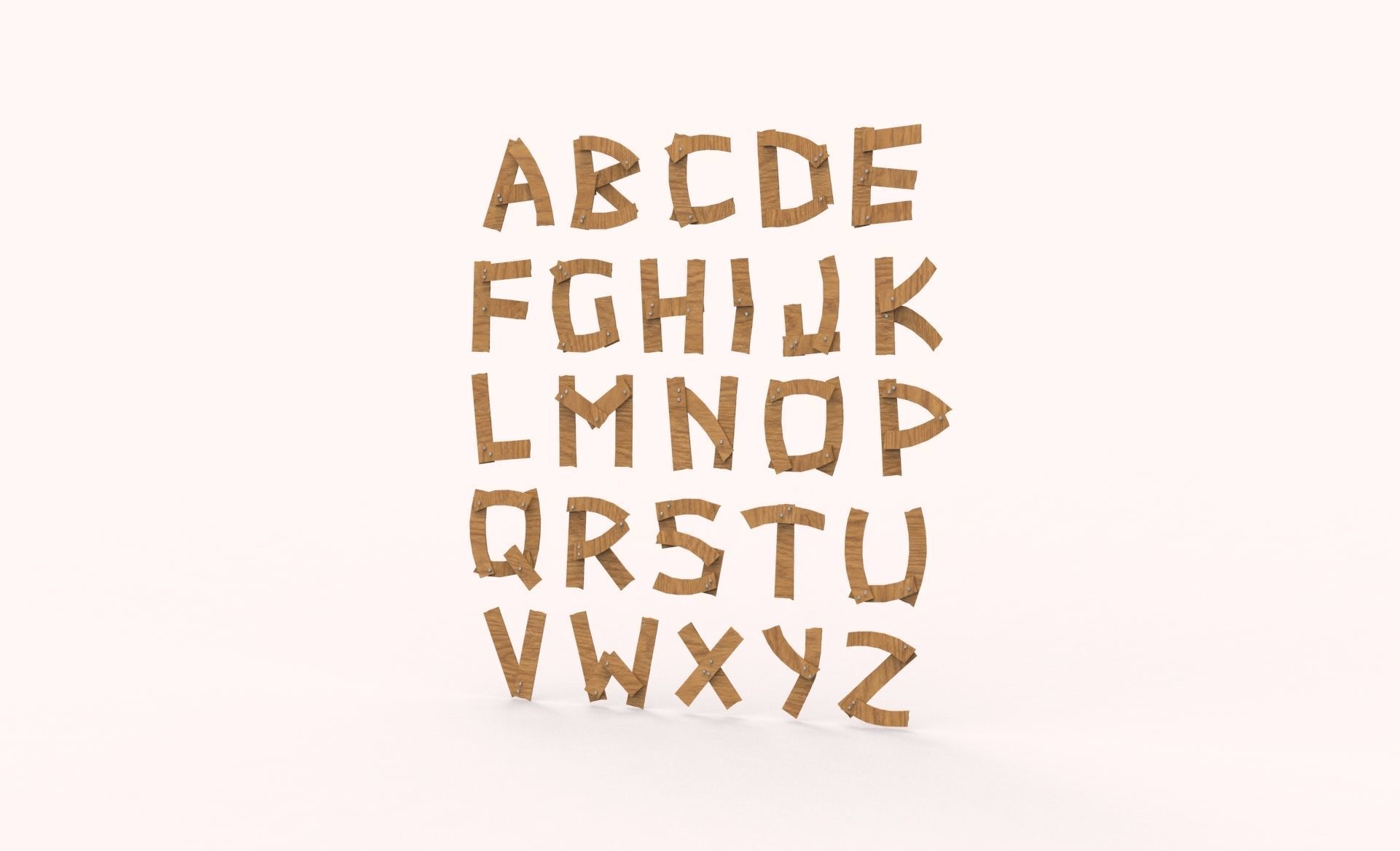 Wood alphabet v001 Low-poly 3D model_1