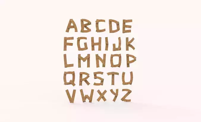 Wood alphabet v001