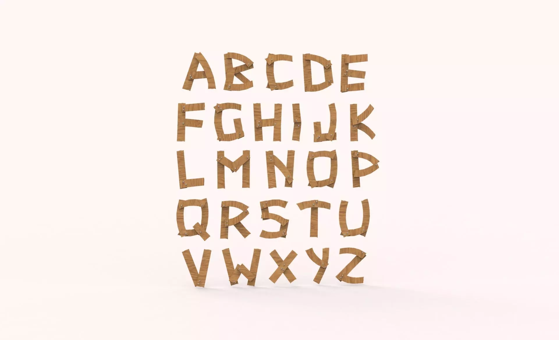 Wood alphabet v001 Low-poly 3D model_0