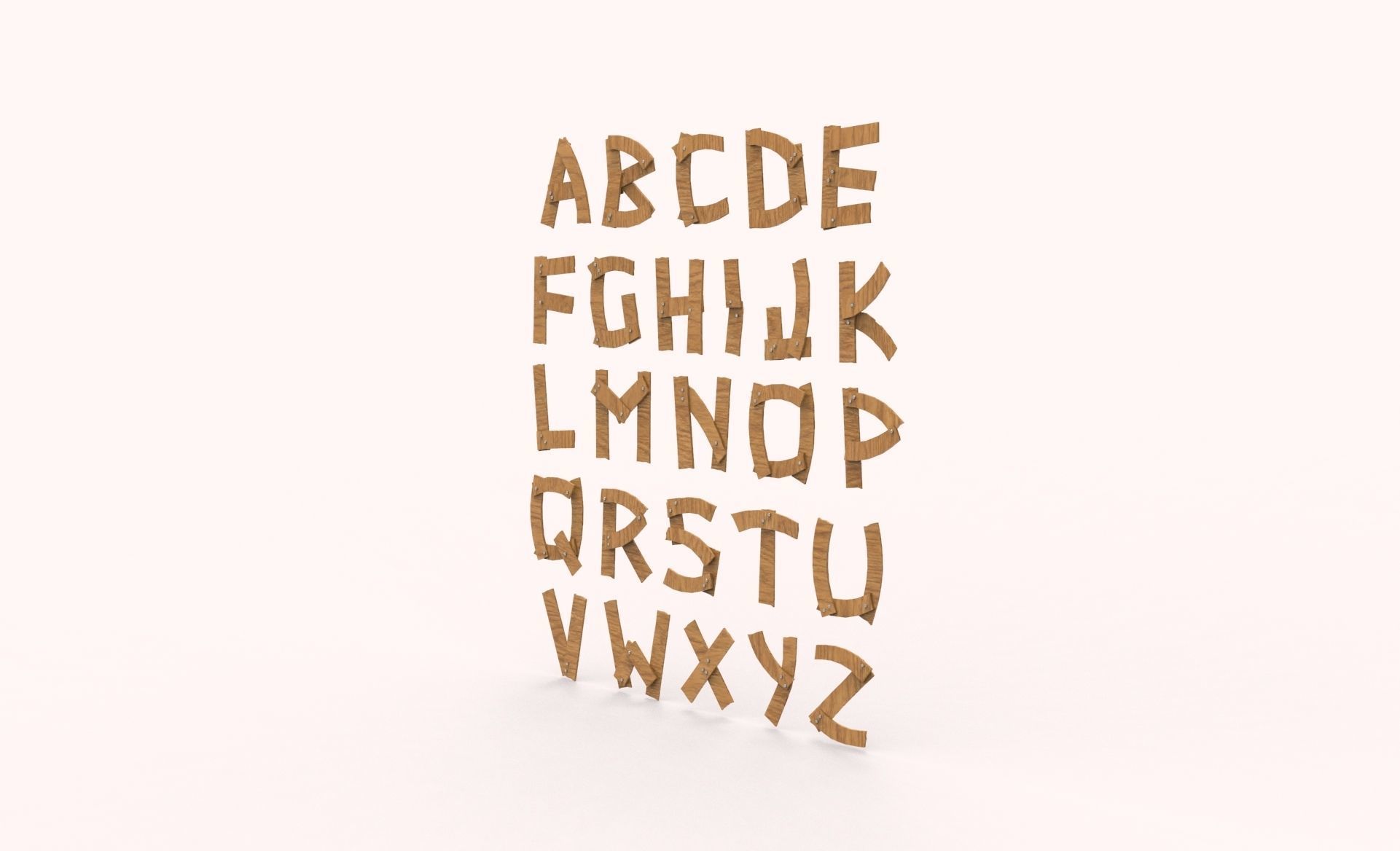 Wood alphabet v001 Low-poly 3D model_2