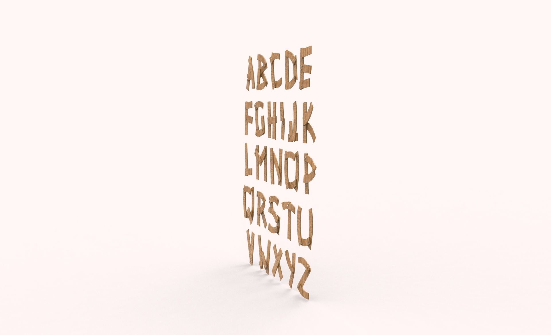 Wood alphabet v001 Low-poly 3D model_3