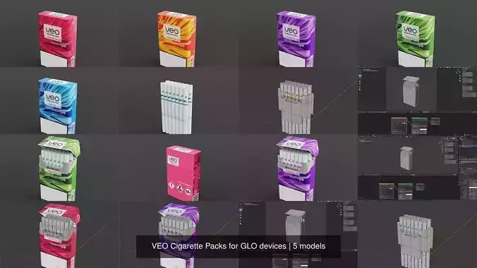 VEO Cigarette Packs for GLO devices 3D Model Collection
