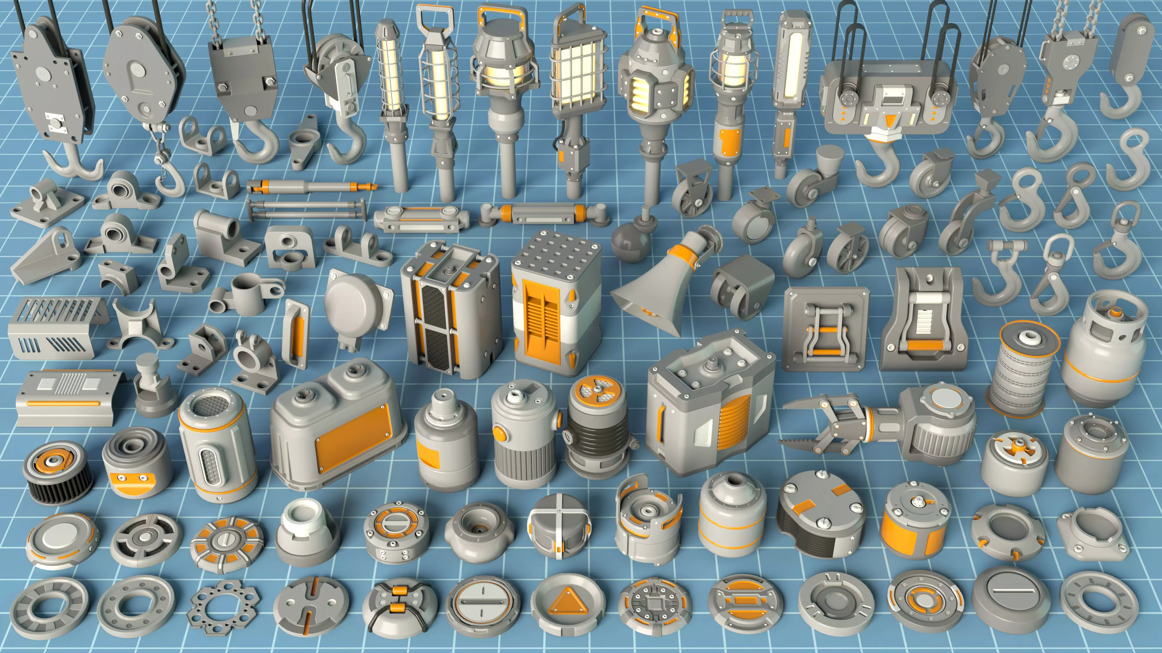 Industrial Kitbash - 12 - 100 pieces 3D model_0