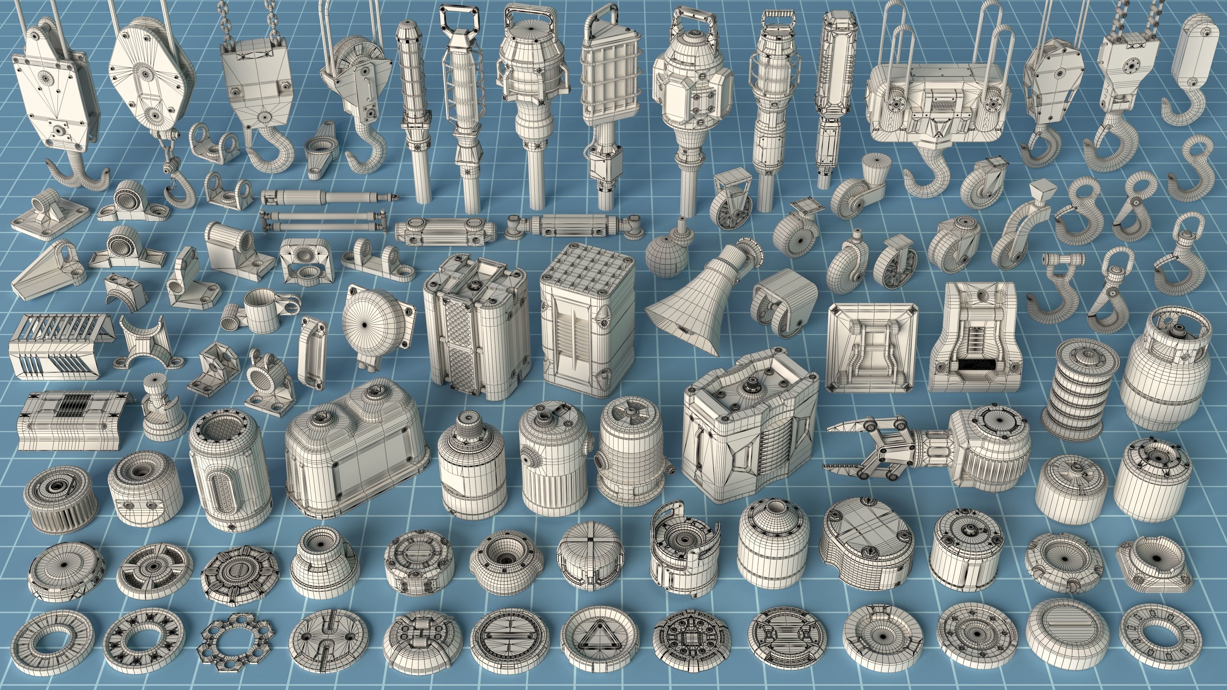 Industrial Kitbash - 12 - 100 pieces 3D model_1