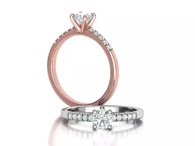 Solitaire Delicate Ring with Half Carat Stone 5mm Gem 4prong 3D print model