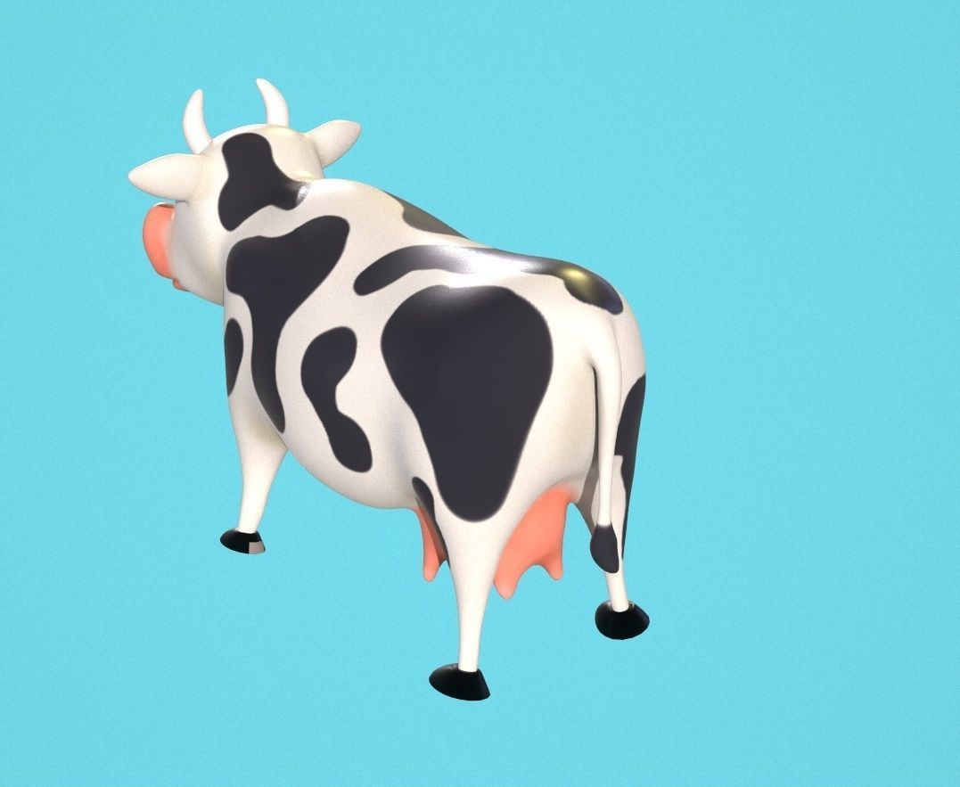 Stylized Animated Cow Low-poly 3D model_2