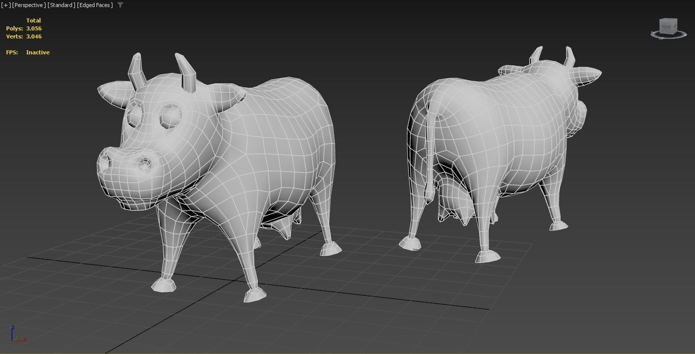 Stylized Animated Cow Low-poly 3D model_7