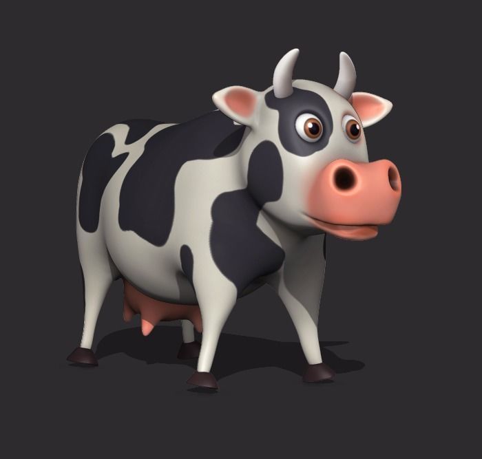Stylized Animated Cow Low-poly 3D model_5