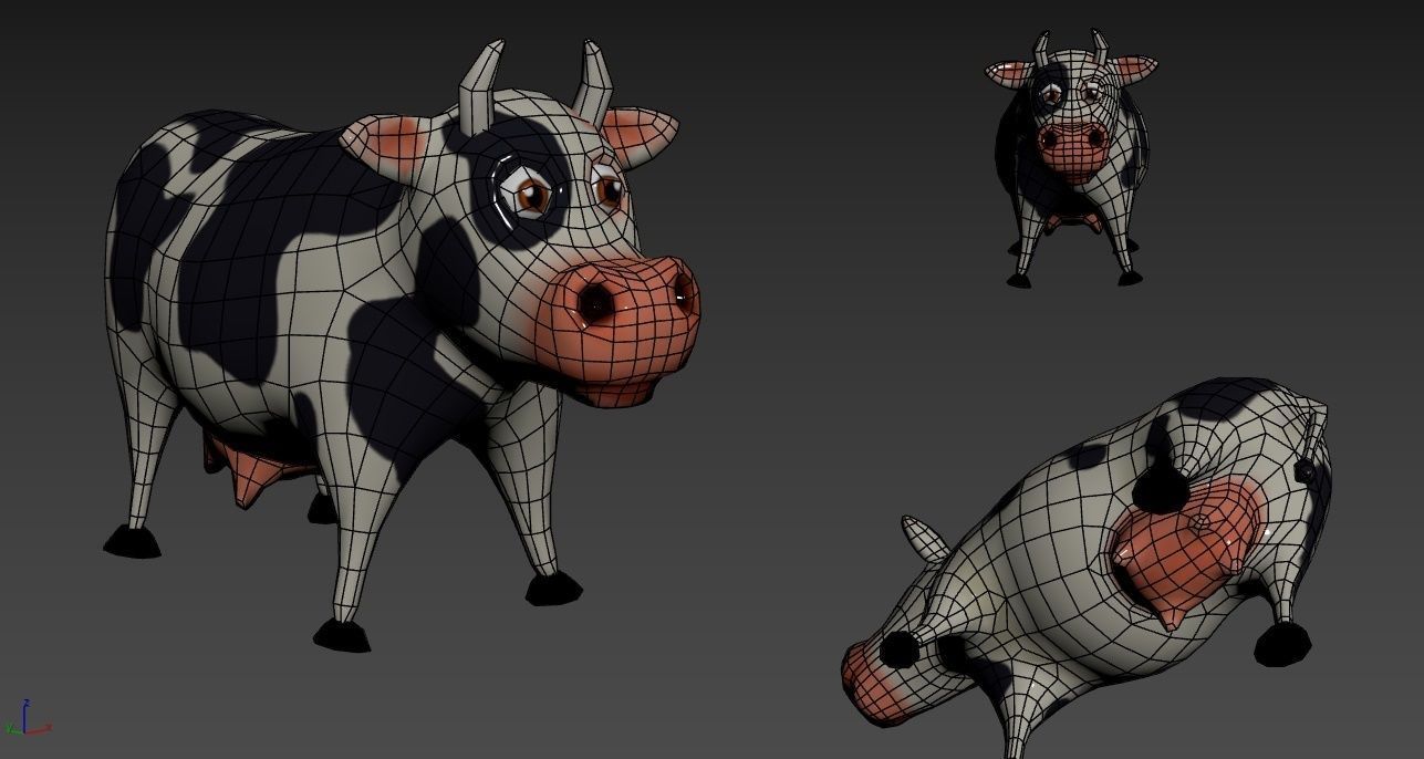 Stylized Animated Cow Low-poly 3D model_6