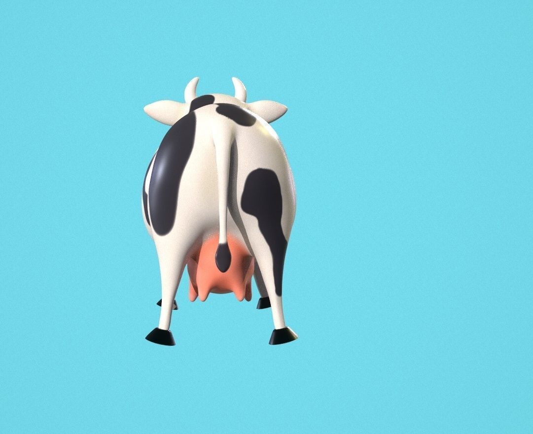 Stylized Animated Cow Low-poly 3D model_3