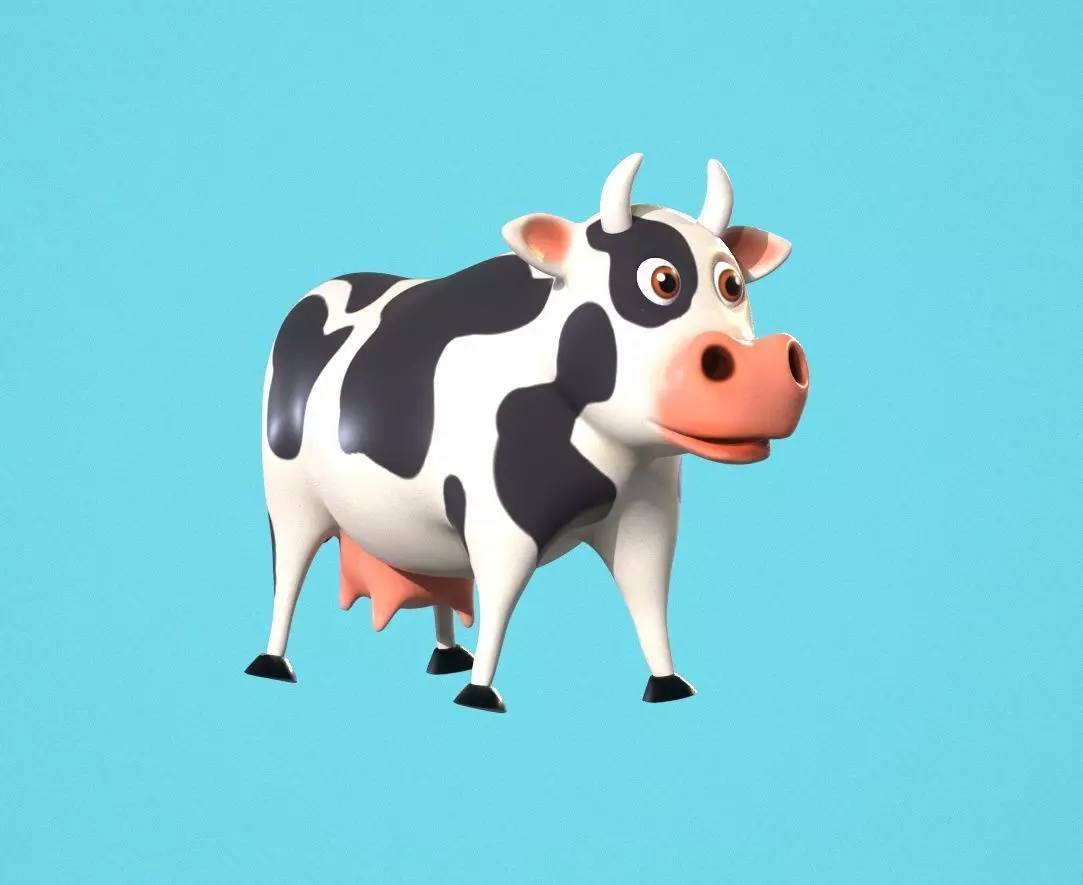 Stylized Animated Cow Low-poly 3D model_0