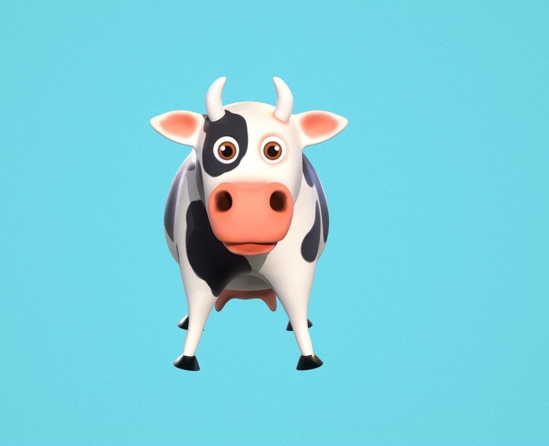 Stylized Animated Cow Low-poly 3D model_1