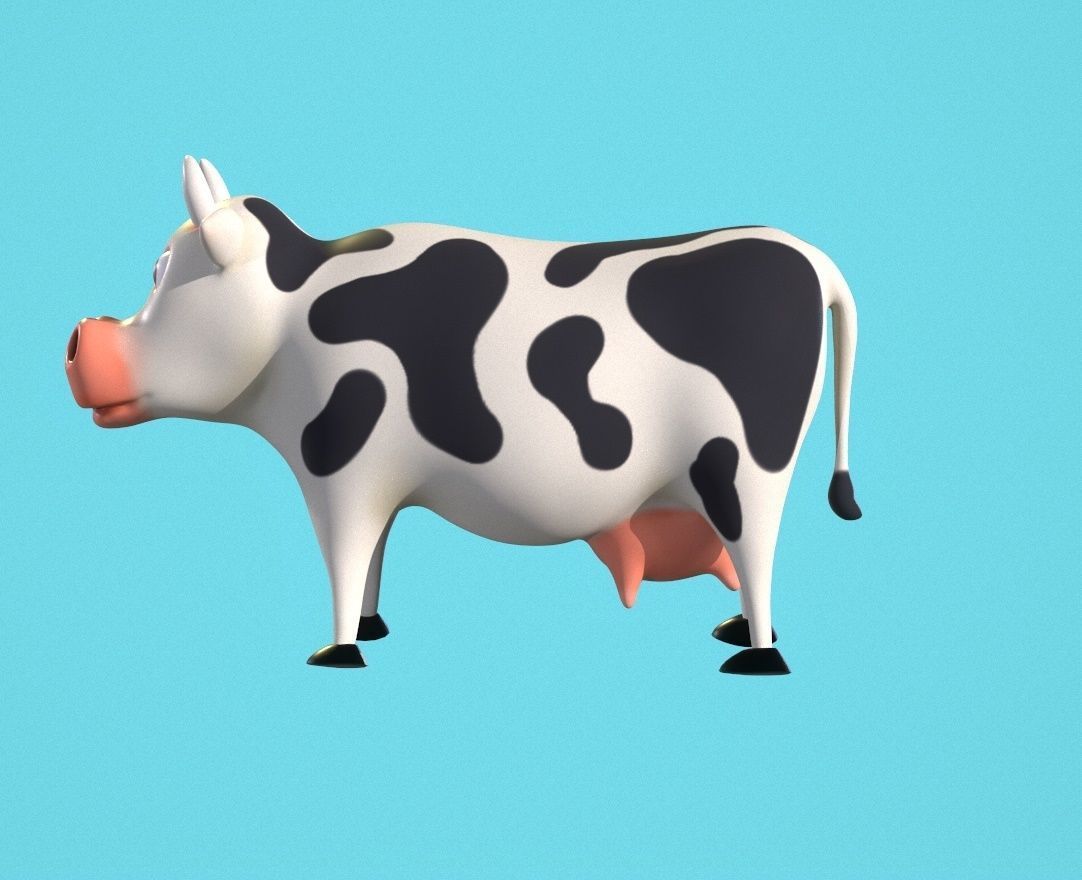 Stylized Animated Cow Low-poly 3D model_4