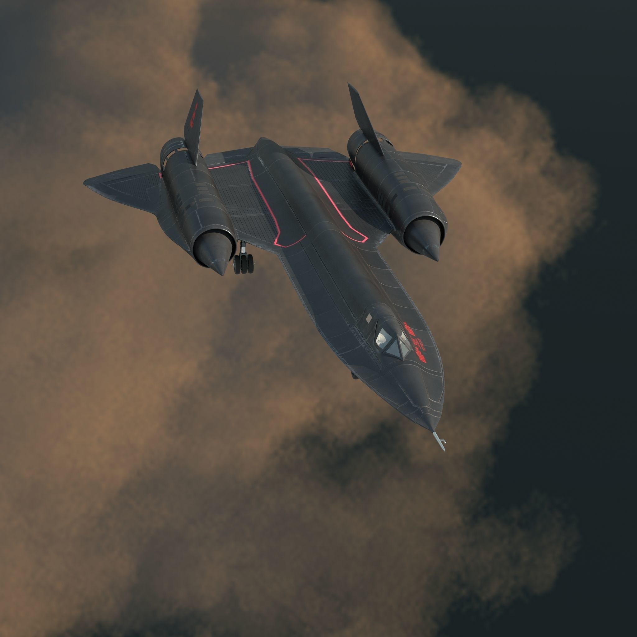 Lockheed SR-71 Blackbird Rigged Low-poly 3D model_6