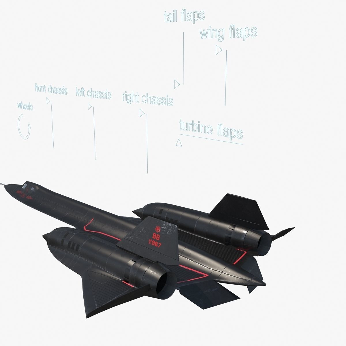 Lockheed SR-71 Blackbird Rigged Low-poly 3D model_26