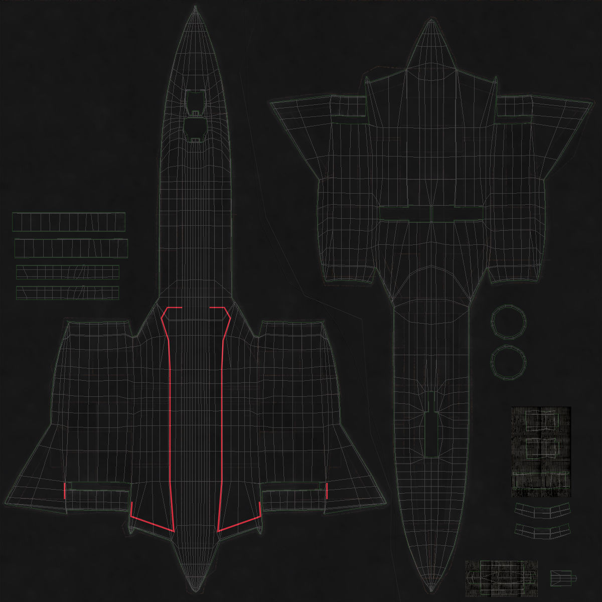 Lockheed SR-71 Blackbird Rigged Low-poly 3D model_29