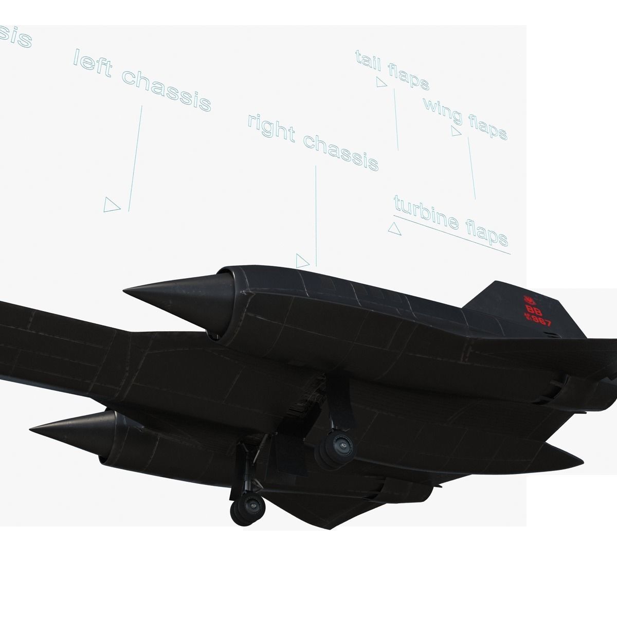 Lockheed SR-71 Blackbird Rigged Low-poly 3D model_33