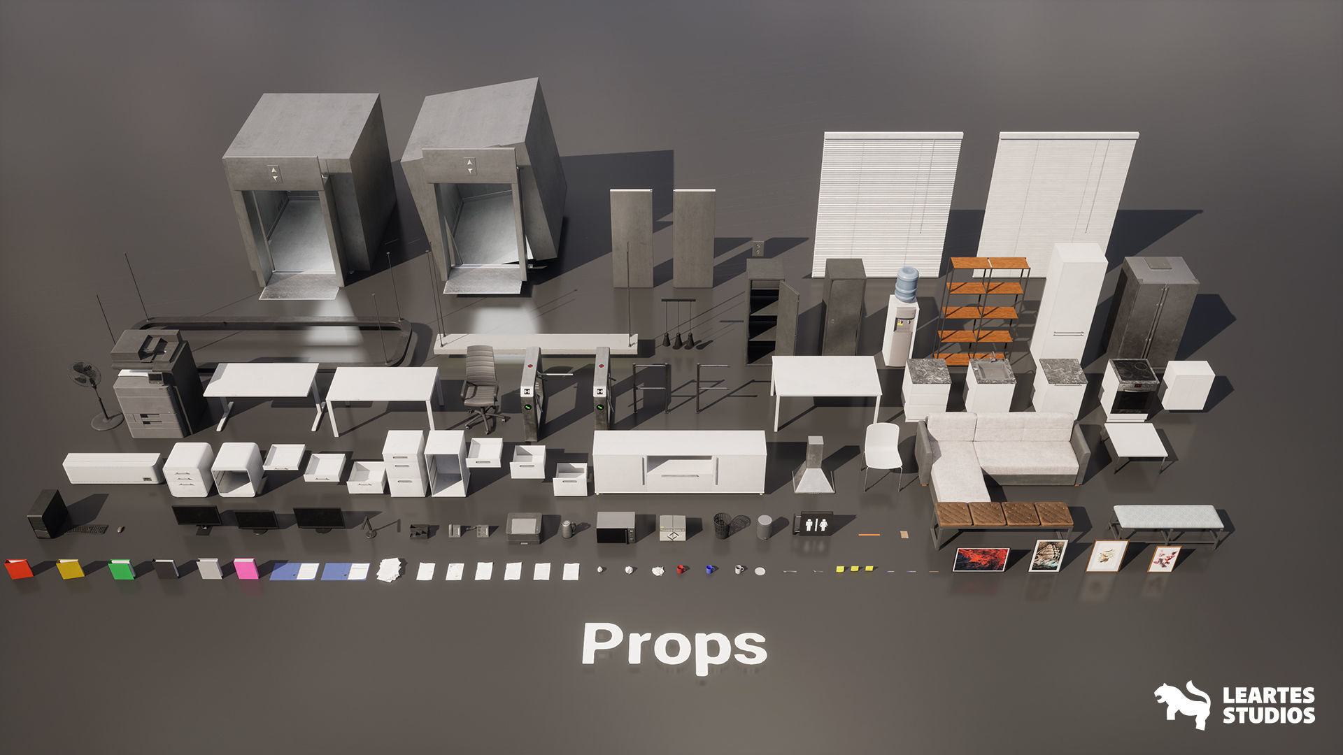 Office Corridor Environment Low-poly 3D model_17