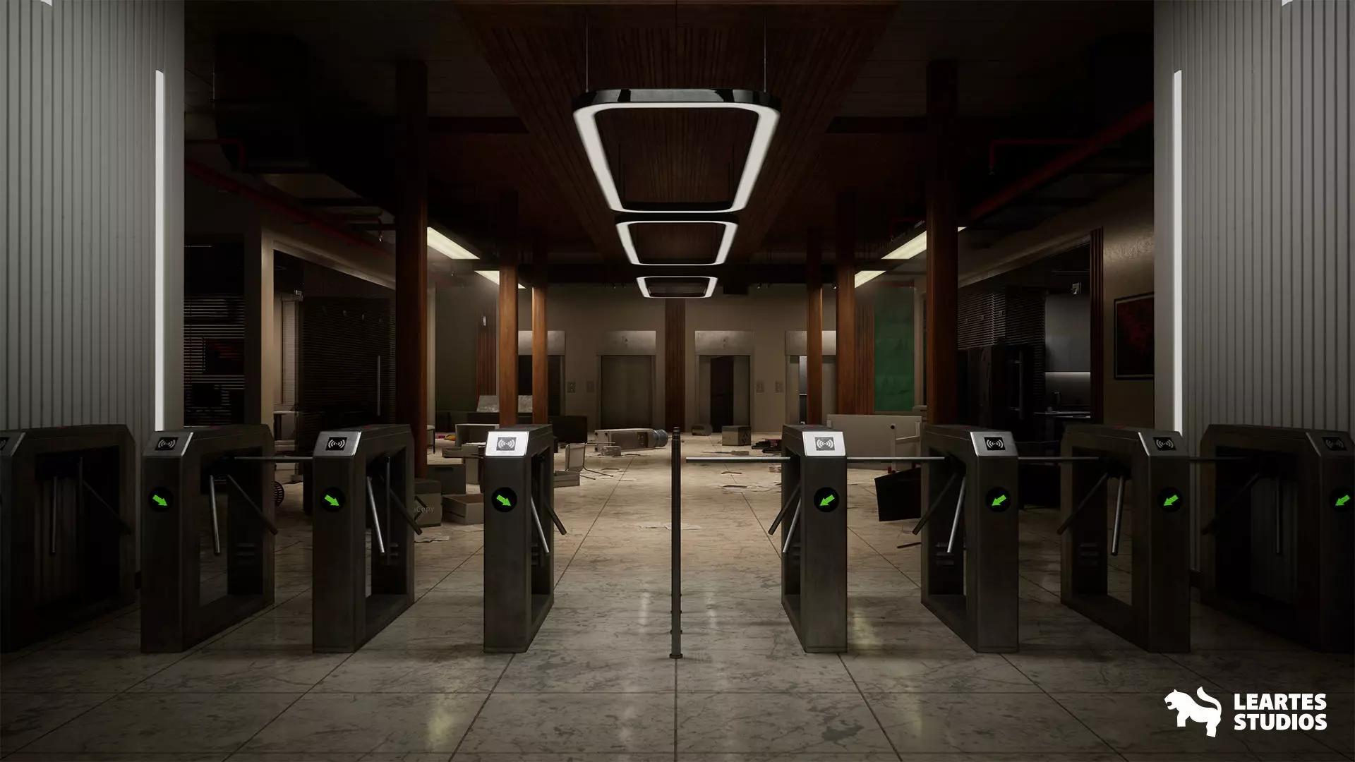 Office Corridor Environment Low-poly 3D model_0