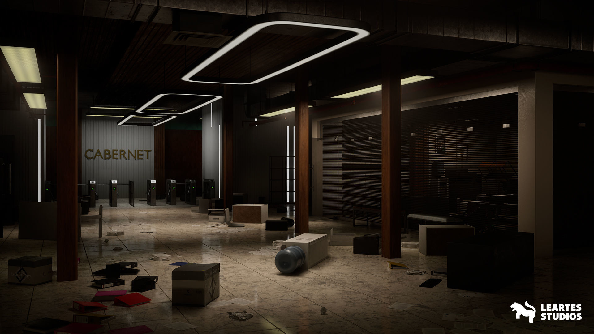 Office Corridor Environment Low-poly 3D model_2