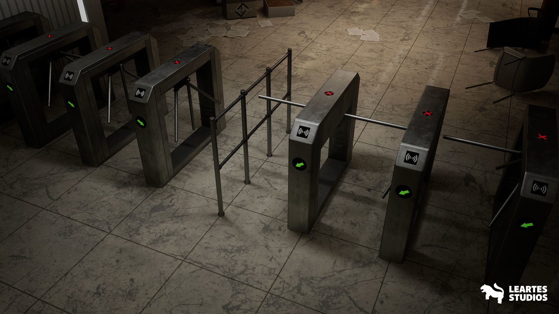 Office Corridor Environment Low-poly 3D model_6