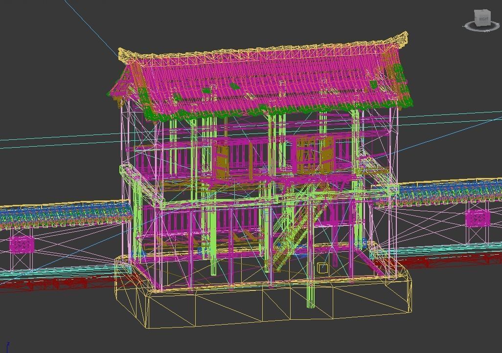 Ancient buildings Chinese Ancient architecture Low-poly 3D model_5