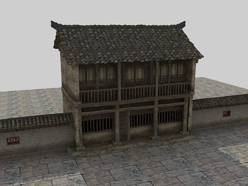 Ancient buildings Chinese Ancient architecture Low-poly 3D model_3
