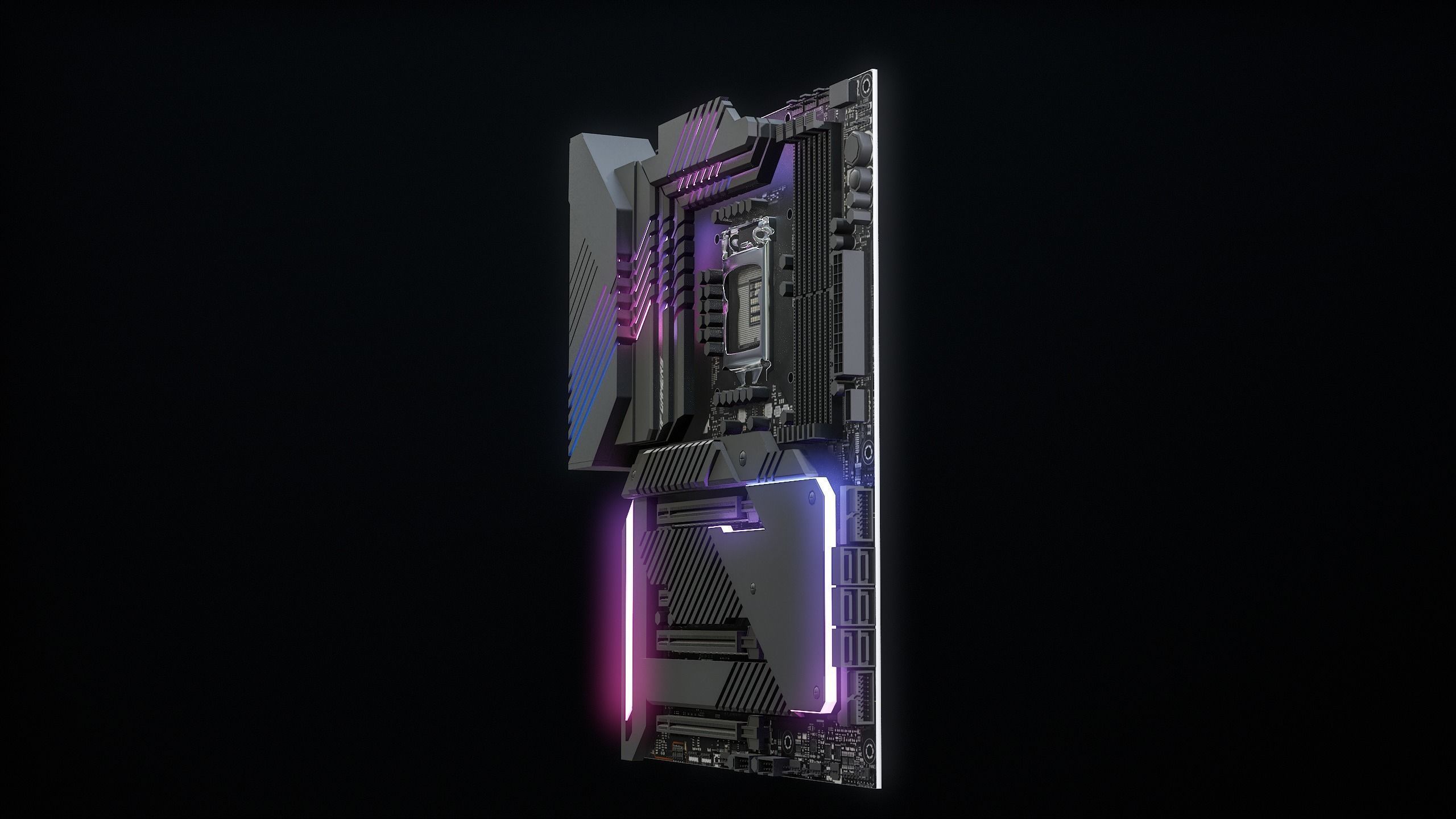 PC Gaming Modern Motherboard PBR Low-poly 3D model_24