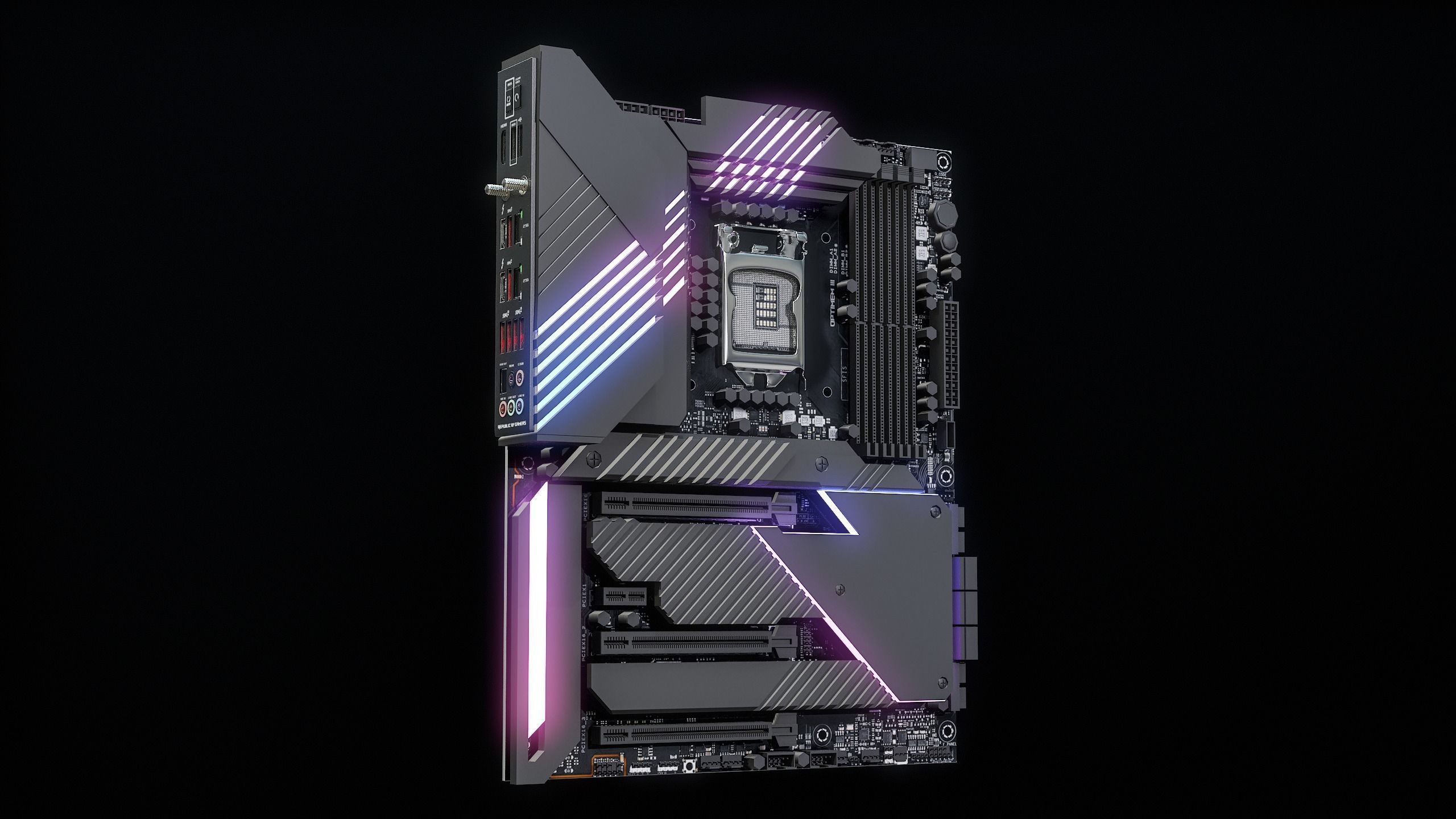PC Gaming Modern Motherboard PBR Low-poly 3D model_2
