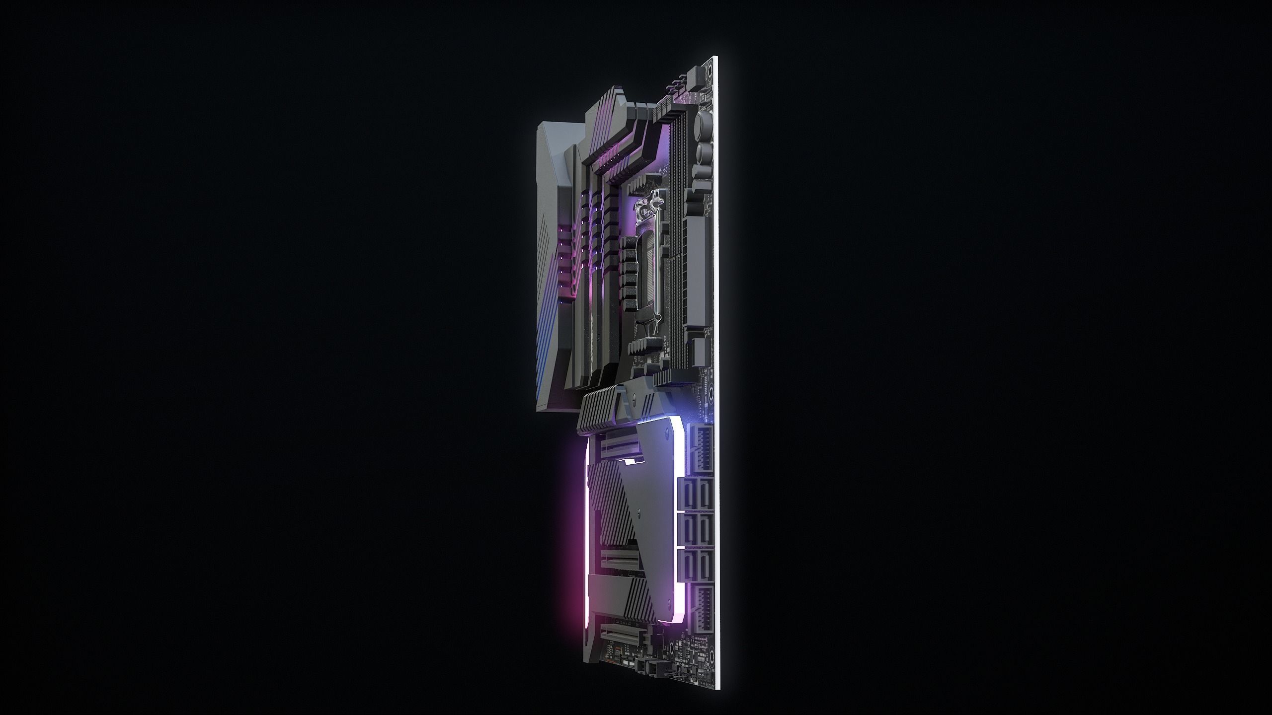 PC Gaming Modern Motherboard PBR Low-poly 3D model_23