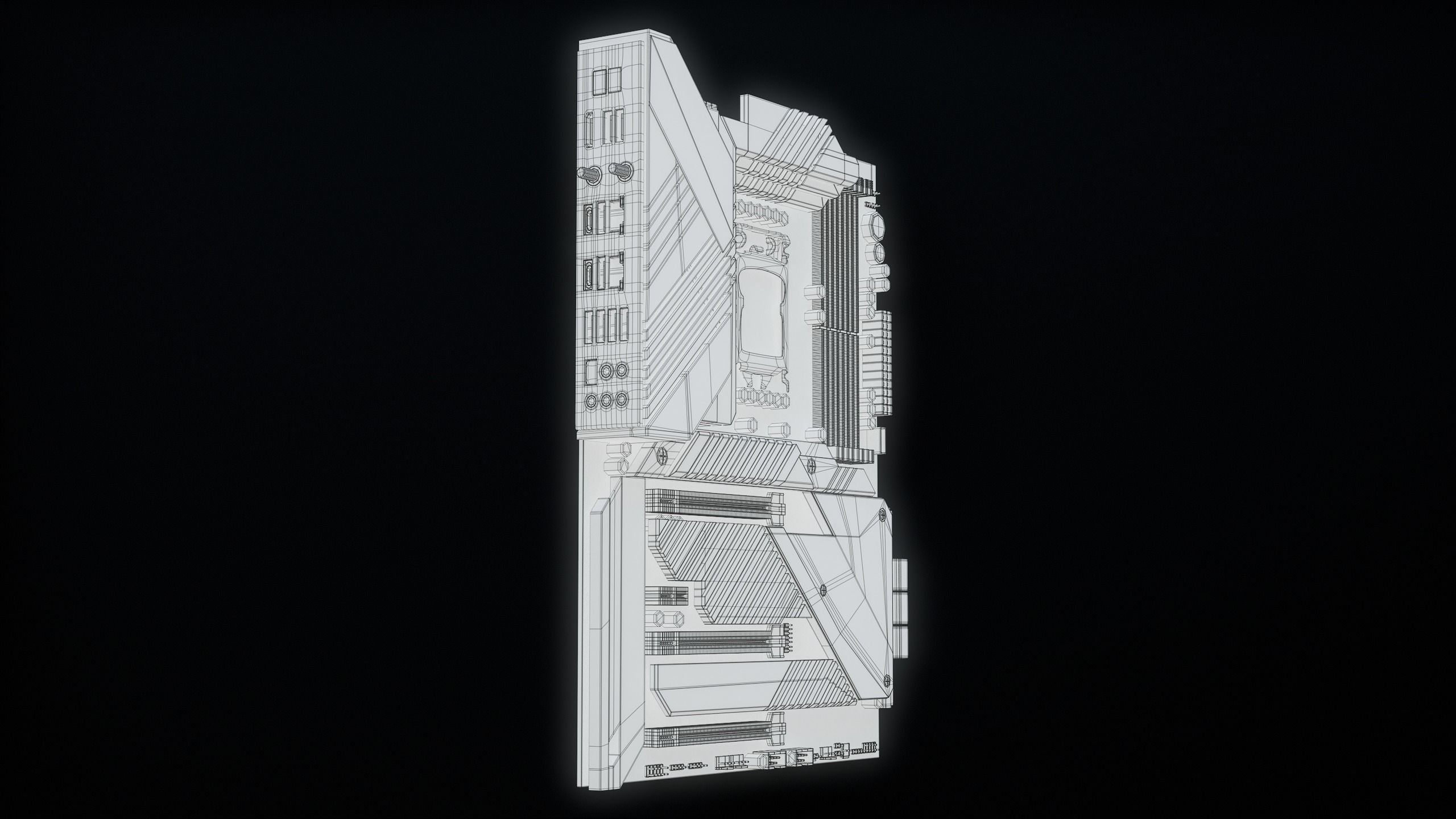PC Gaming Modern Motherboard PBR Low-poly 3D model_35