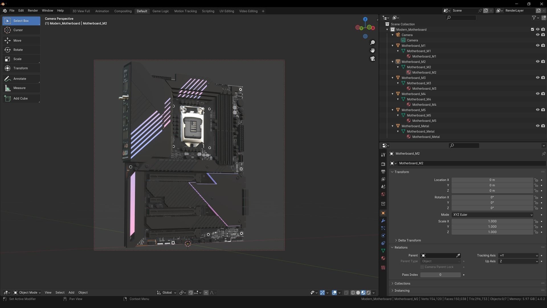 PC Gaming Modern Motherboard PBR Low-poly 3D model_32