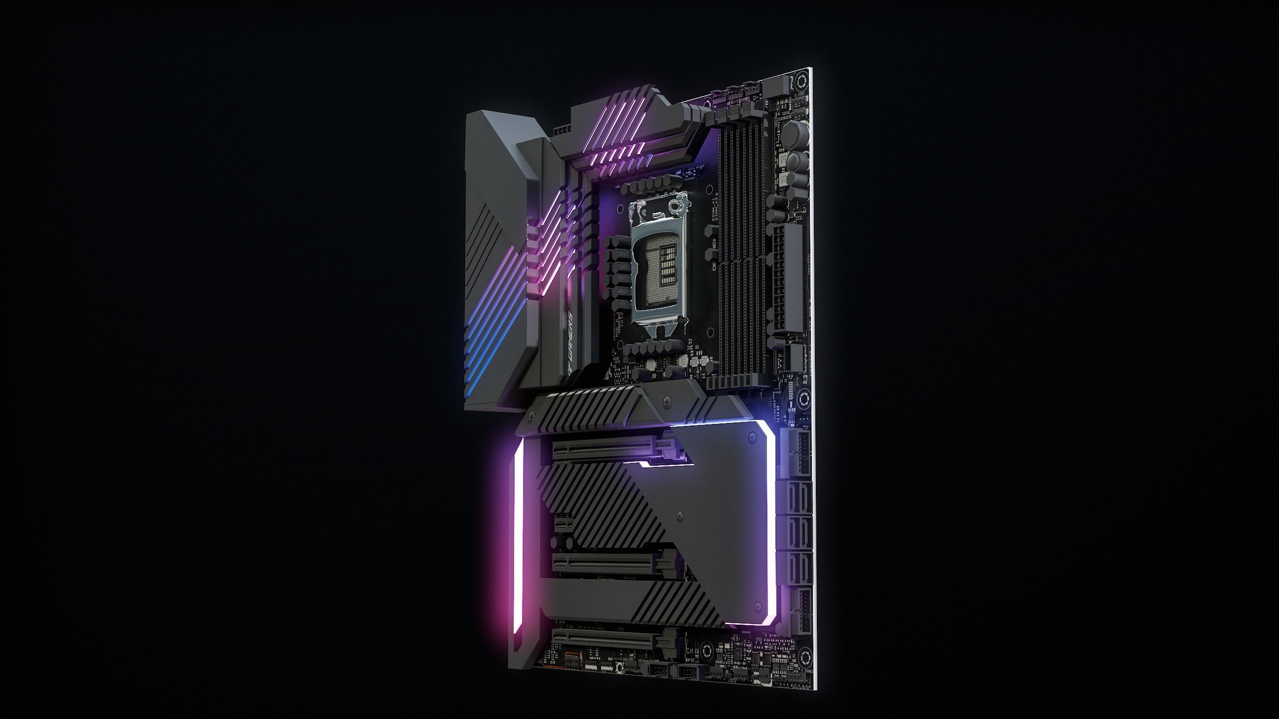PC Gaming Modern Motherboard PBR Low-poly 3D model_25