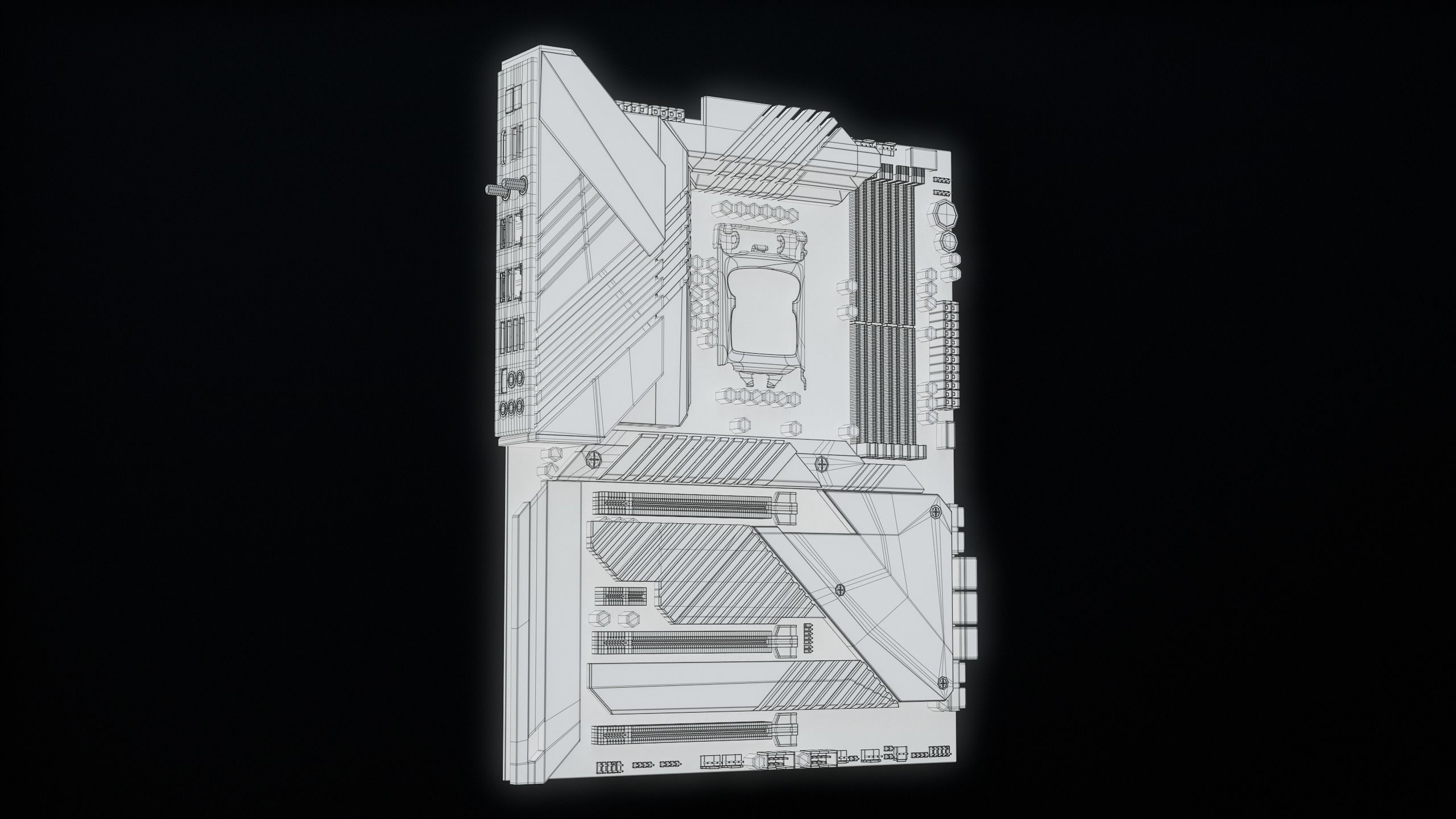 PC Gaming Modern Motherboard PBR Low-poly 3D model_33