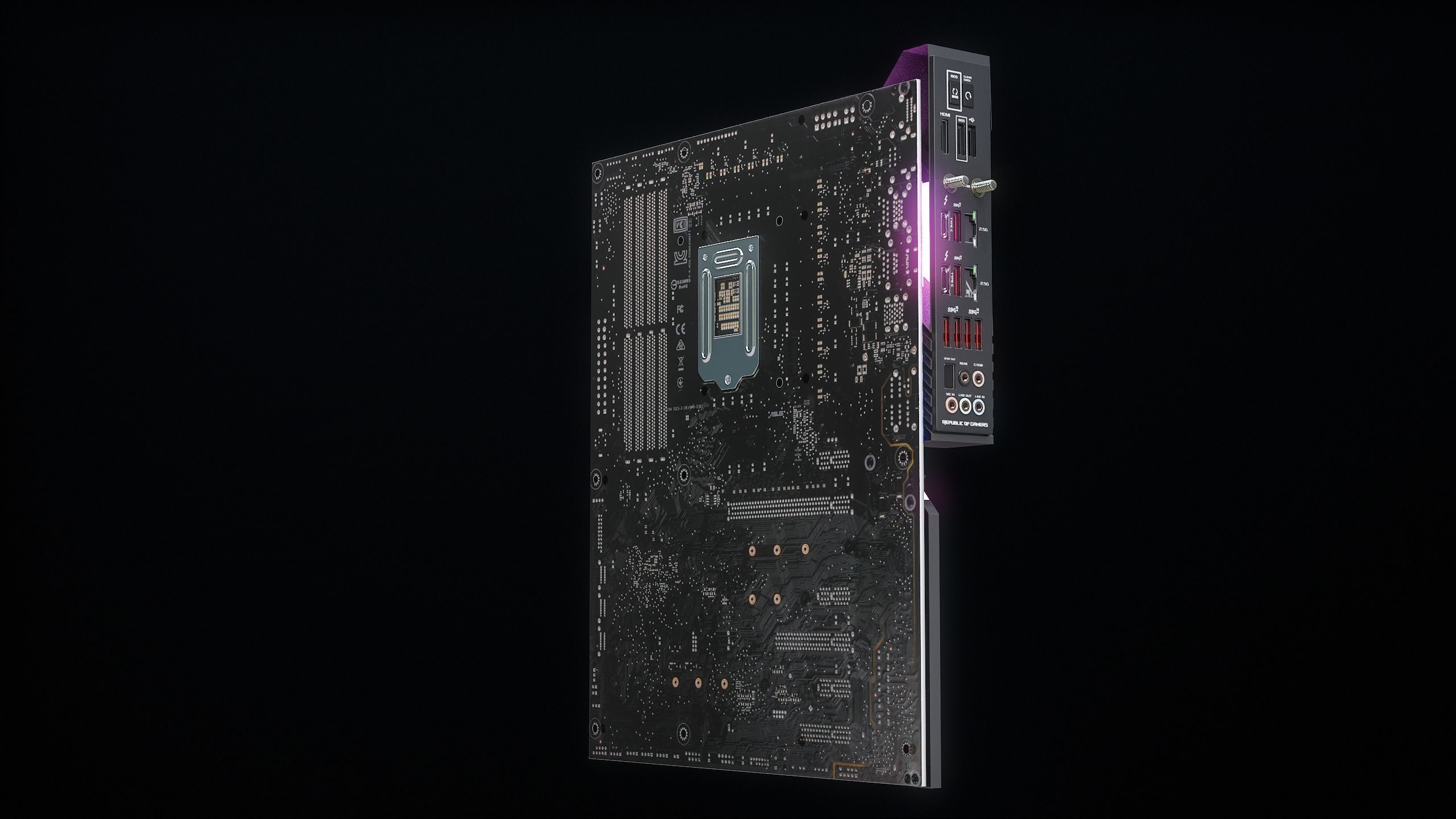PC Gaming Modern Motherboard PBR Low-poly 3D model_10