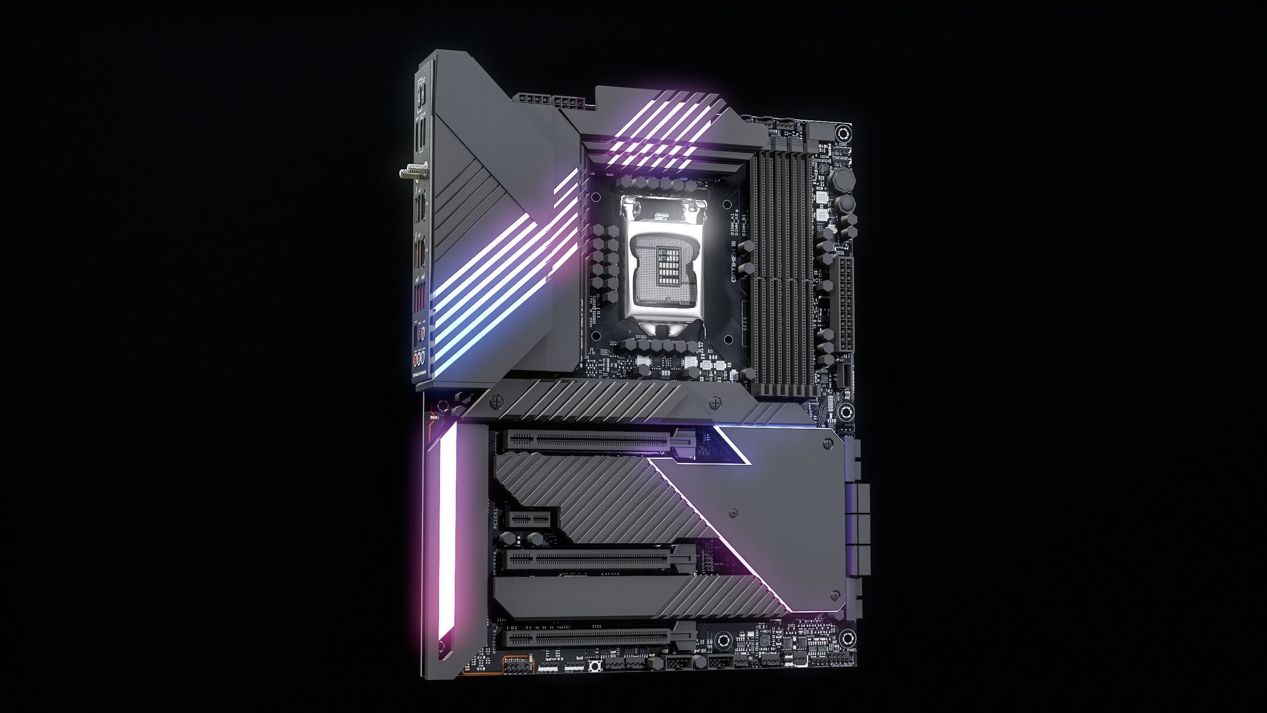 PC Gaming Modern Motherboard PBR Low-poly 3D model_31