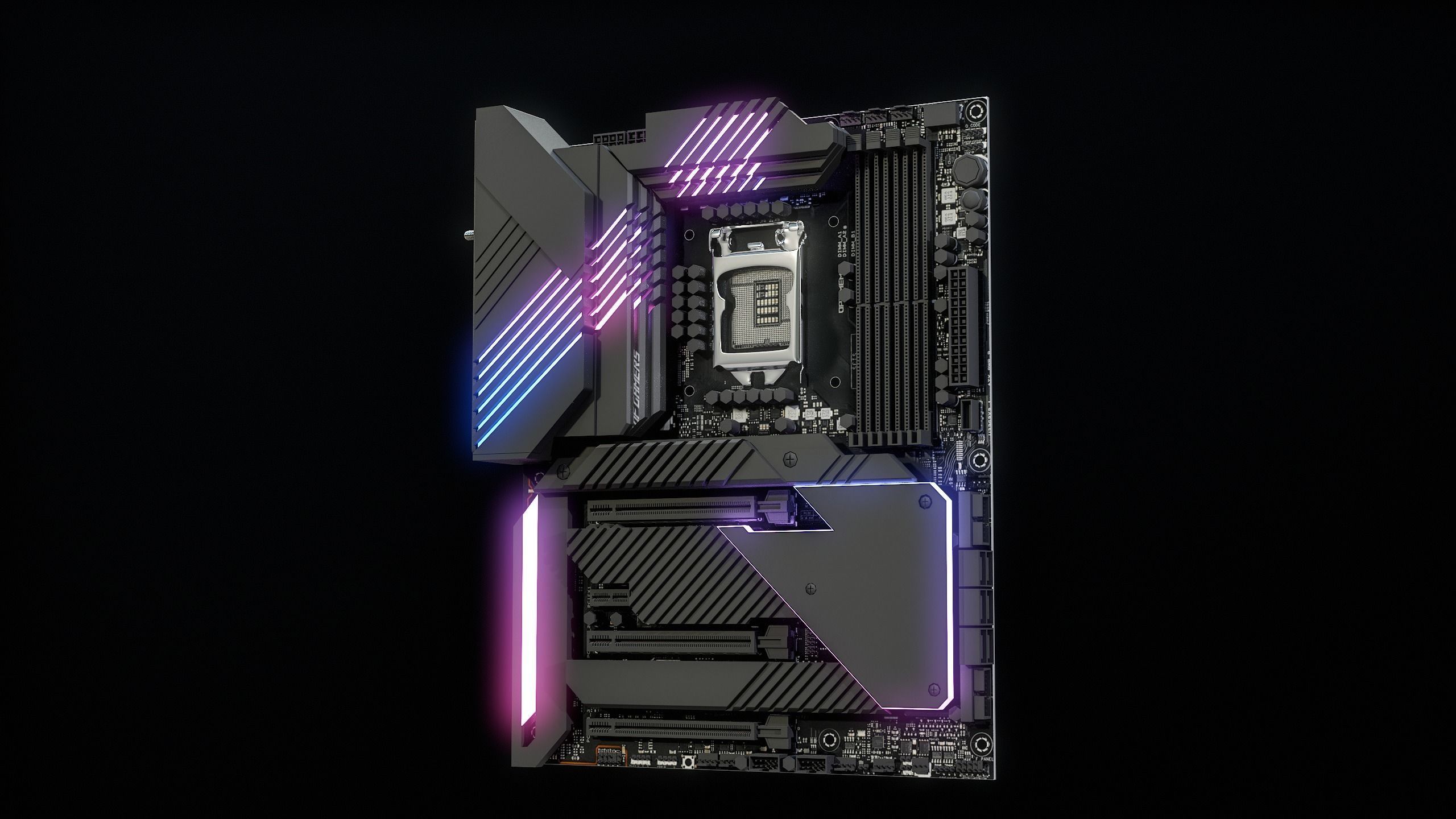 PC Gaming Modern Motherboard PBR Low-poly 3D model_27