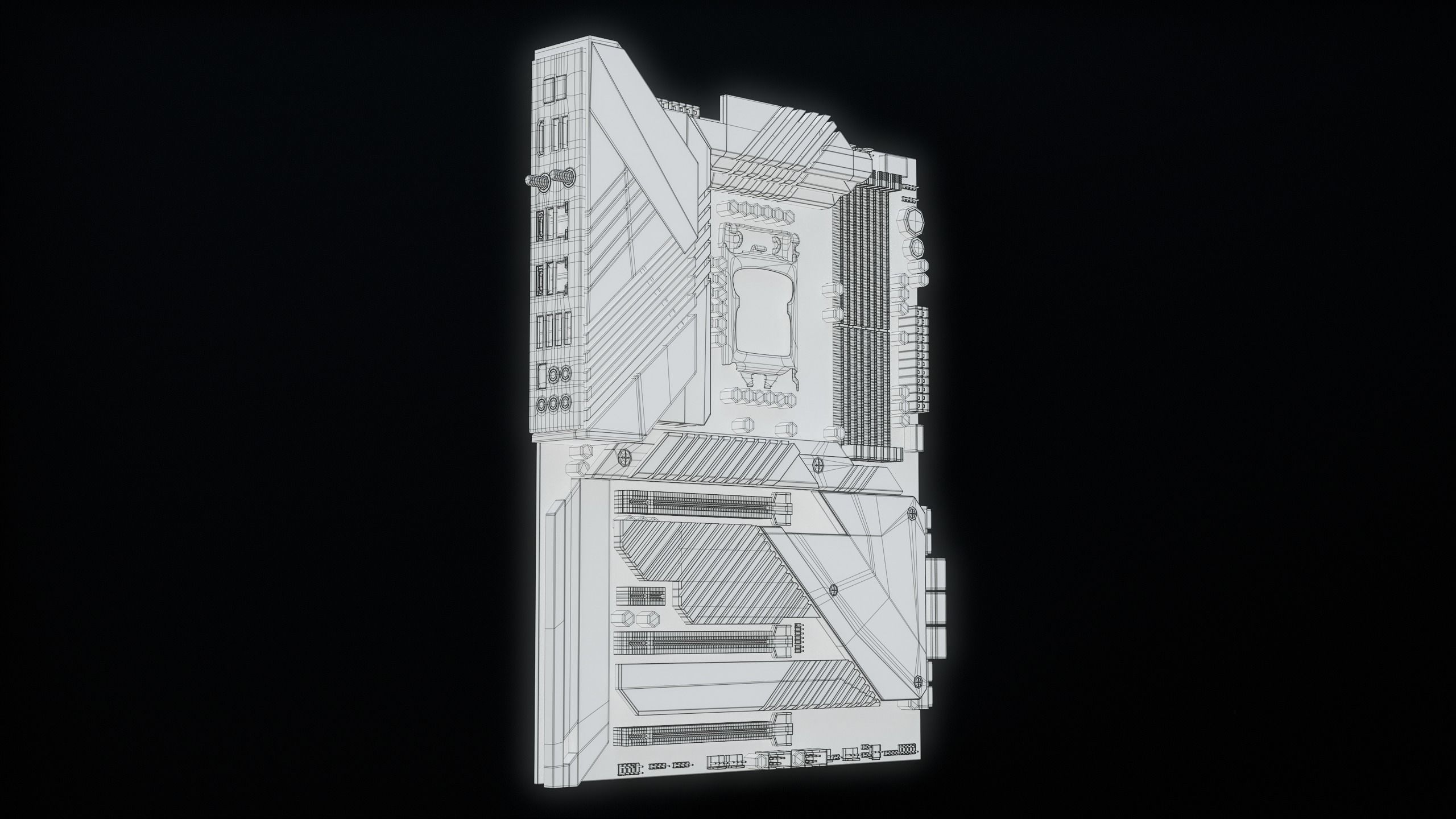 PC Gaming Modern Motherboard PBR Low-poly 3D model_34