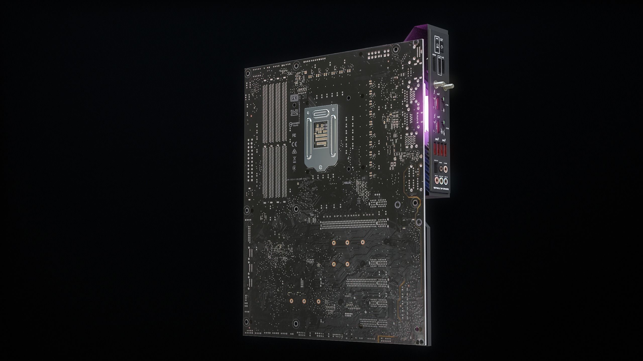 PC Gaming Modern Motherboard PBR Low-poly 3D model_11