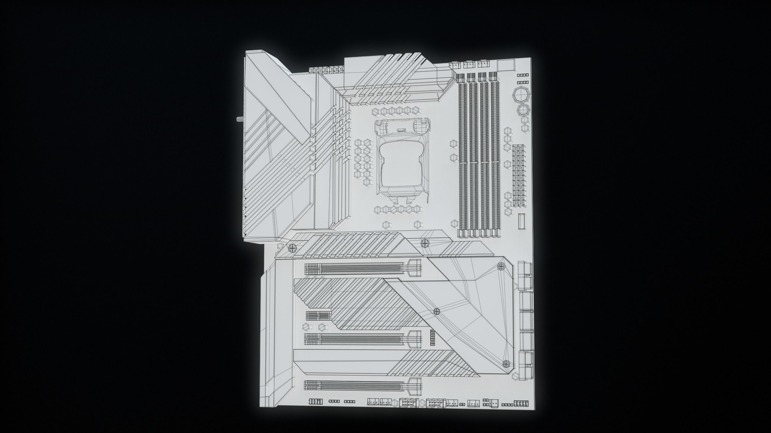 PC Gaming Modern Motherboard PBR Low-poly 3D model_59