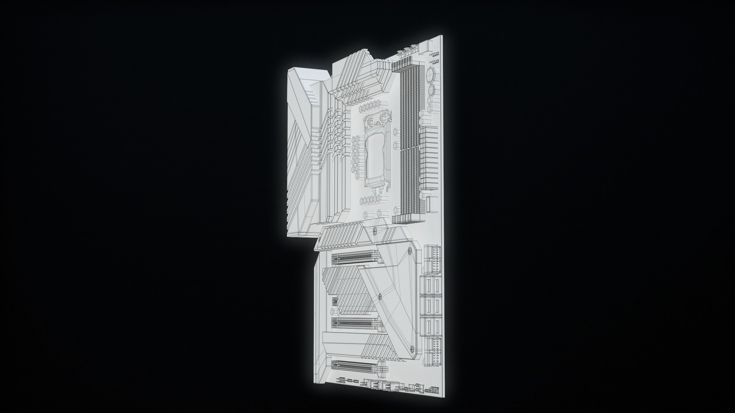 PC Gaming Modern Motherboard PBR Low-poly 3D model_55
