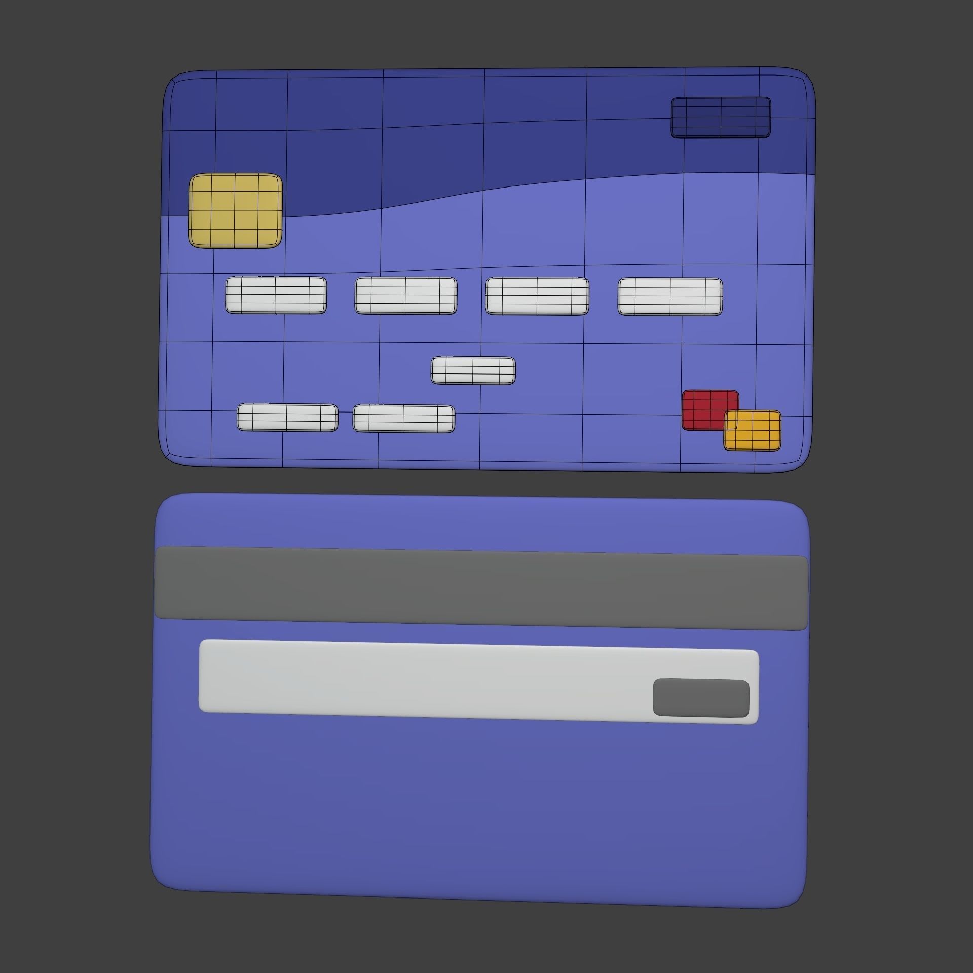 Cartoon Mastercard - Visa Icon Low-poly 3D model_2