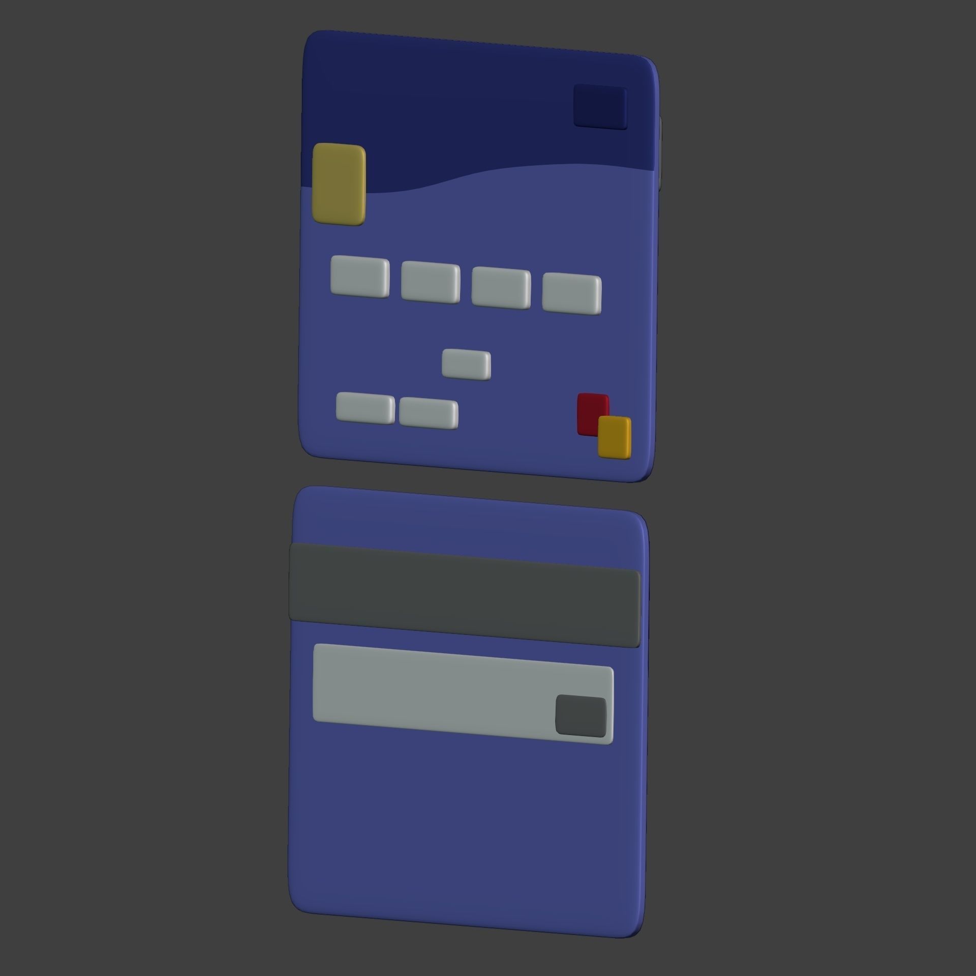 Cartoon Mastercard - Visa Icon Low-poly 3D model_4
