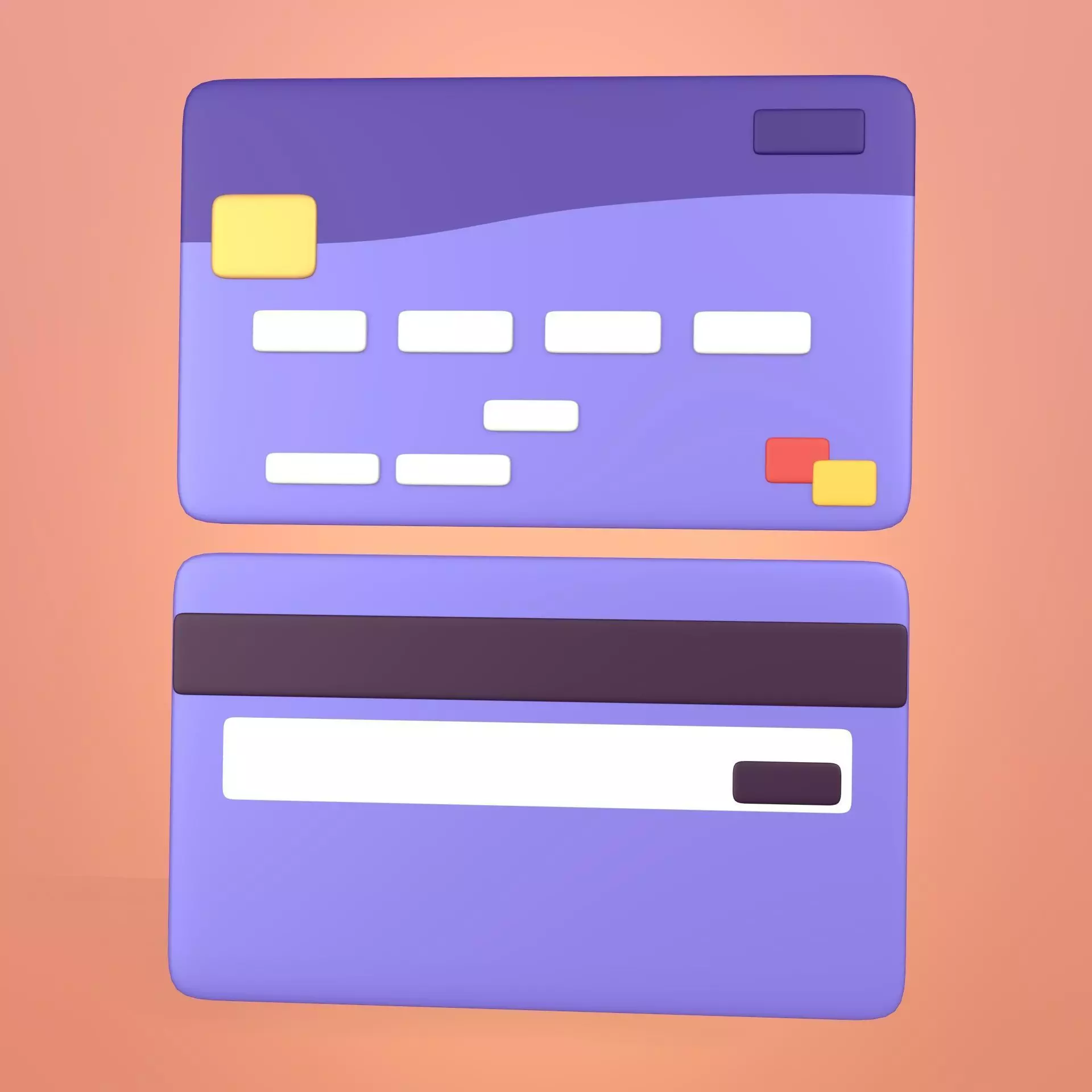 Cartoon Mastercard - Visa Icon Low-poly 3D model_0