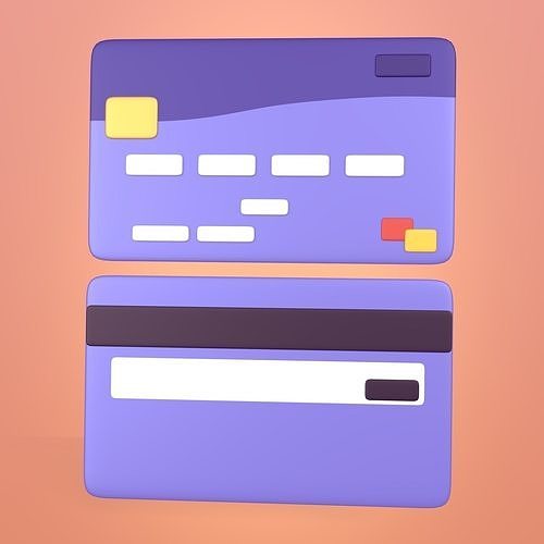 Cartoon Mastercard - Visa Icon Low-poly 3D model