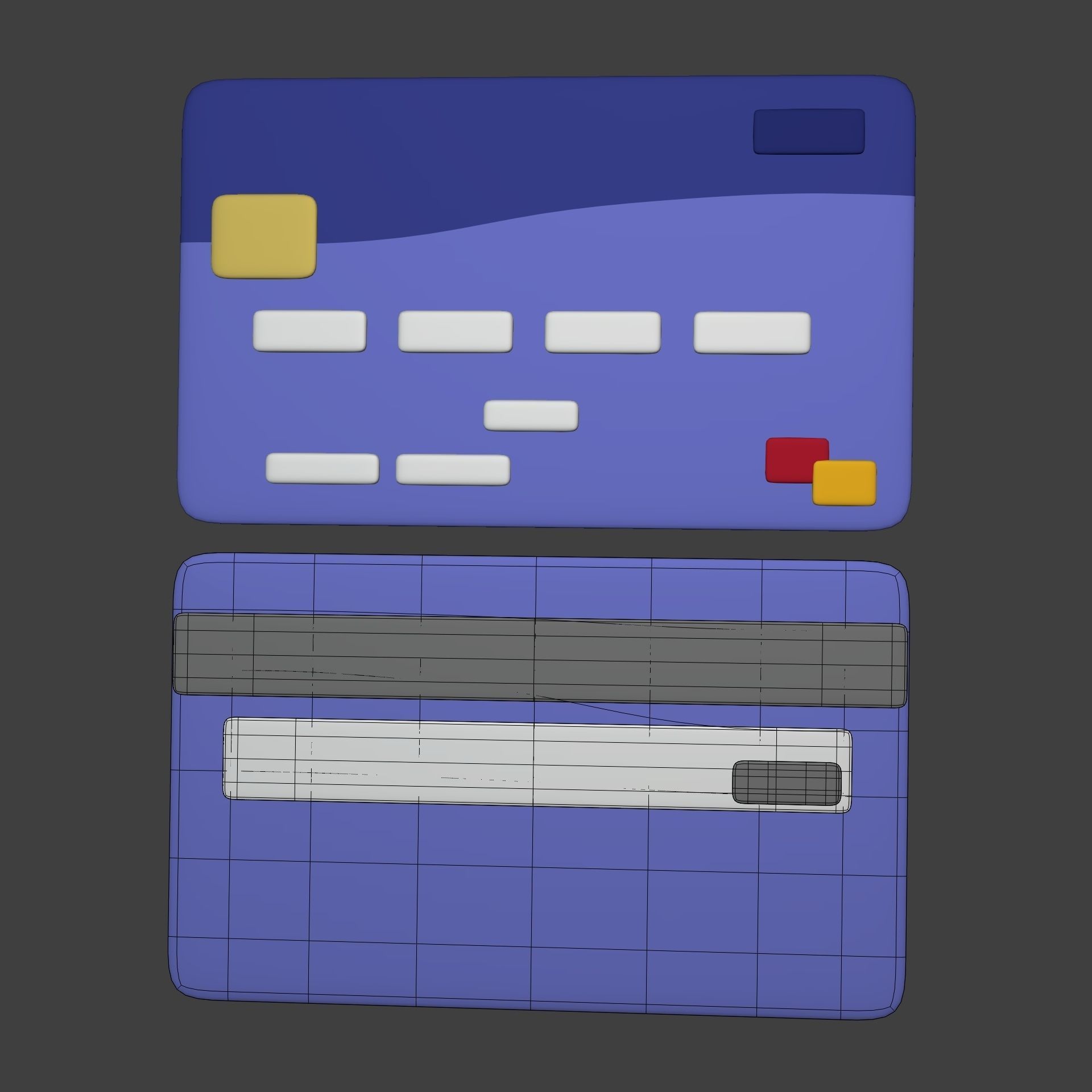 Cartoon Mastercard - Visa Icon Low-poly 3D model_3