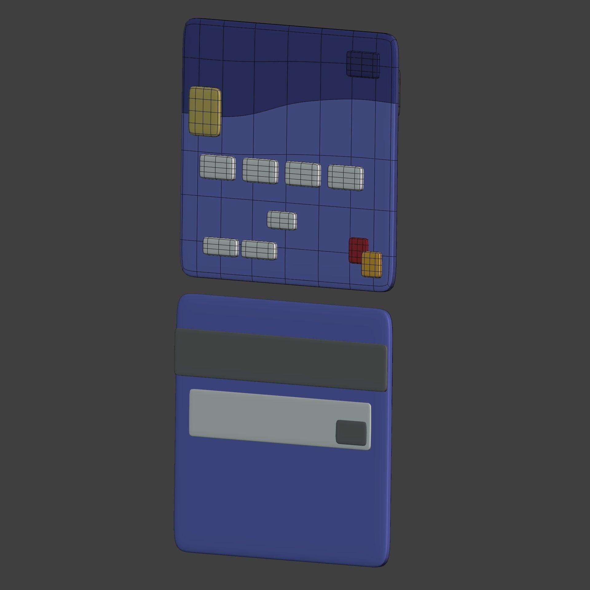 Cartoon Mastercard - Visa Icon Low-poly 3D model_5