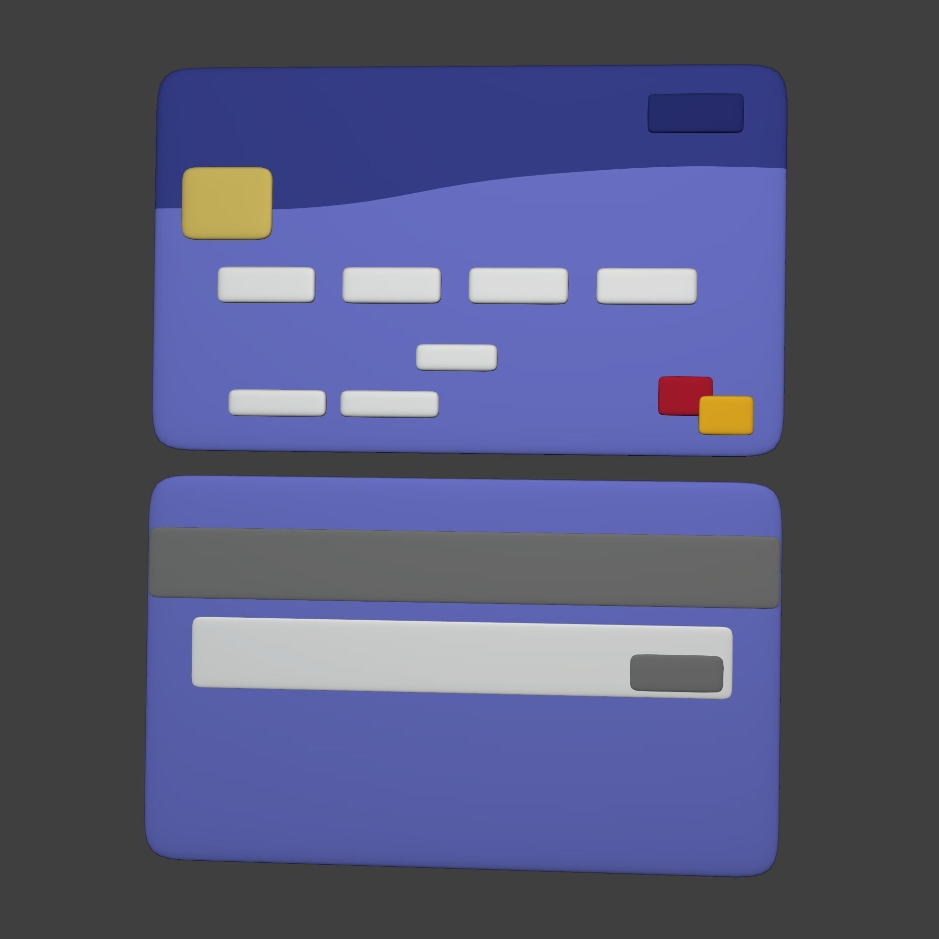 Cartoon Mastercard - Visa Icon Low-poly 3D model_1