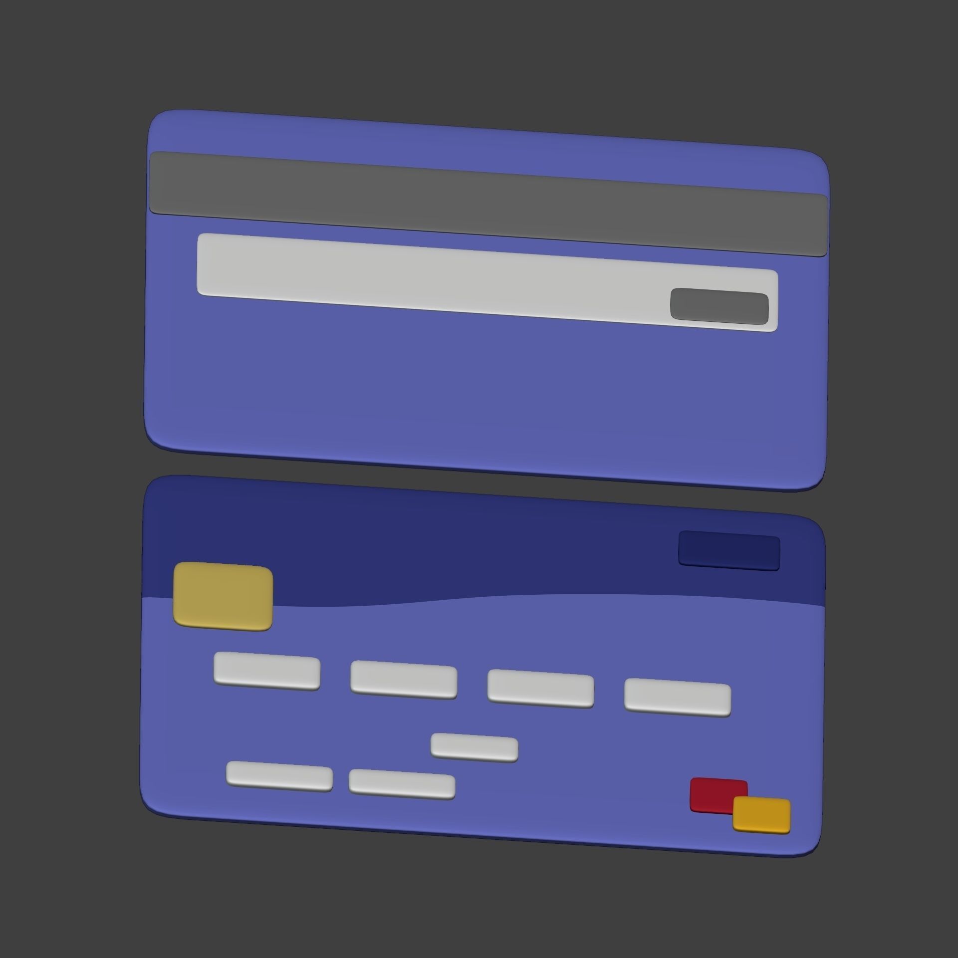 Cartoon Mastercard - Visa Icon Low-poly 3D model_11