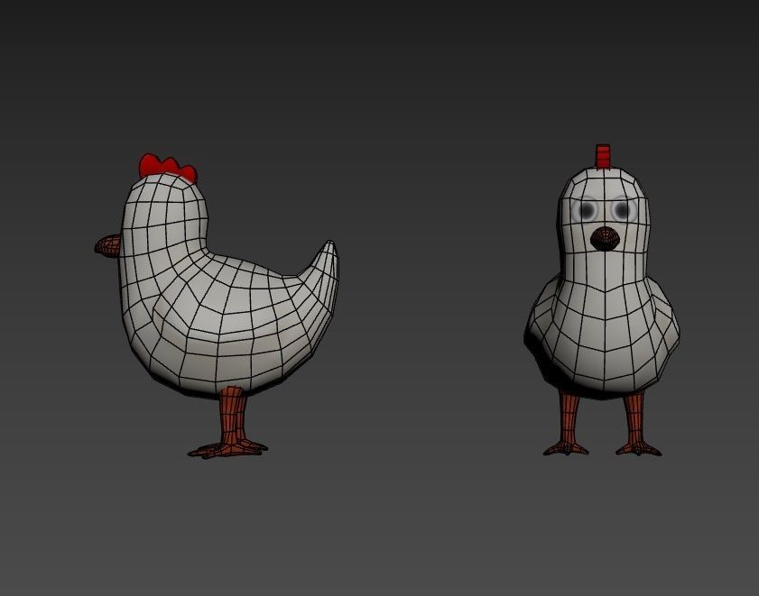 Cartoon Stylized Chicken with Coop Structure Low-poly 3D model_8